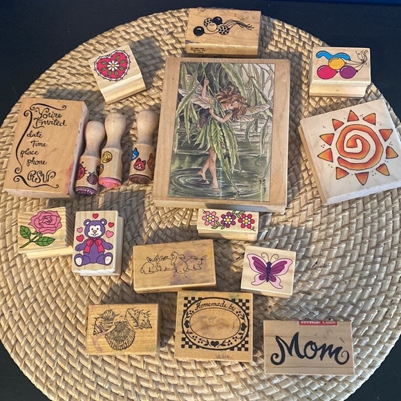 Set of 17 Stamps including Happen Willow Flower Fairy Large Rubber Stamp - Picture 1 of 10